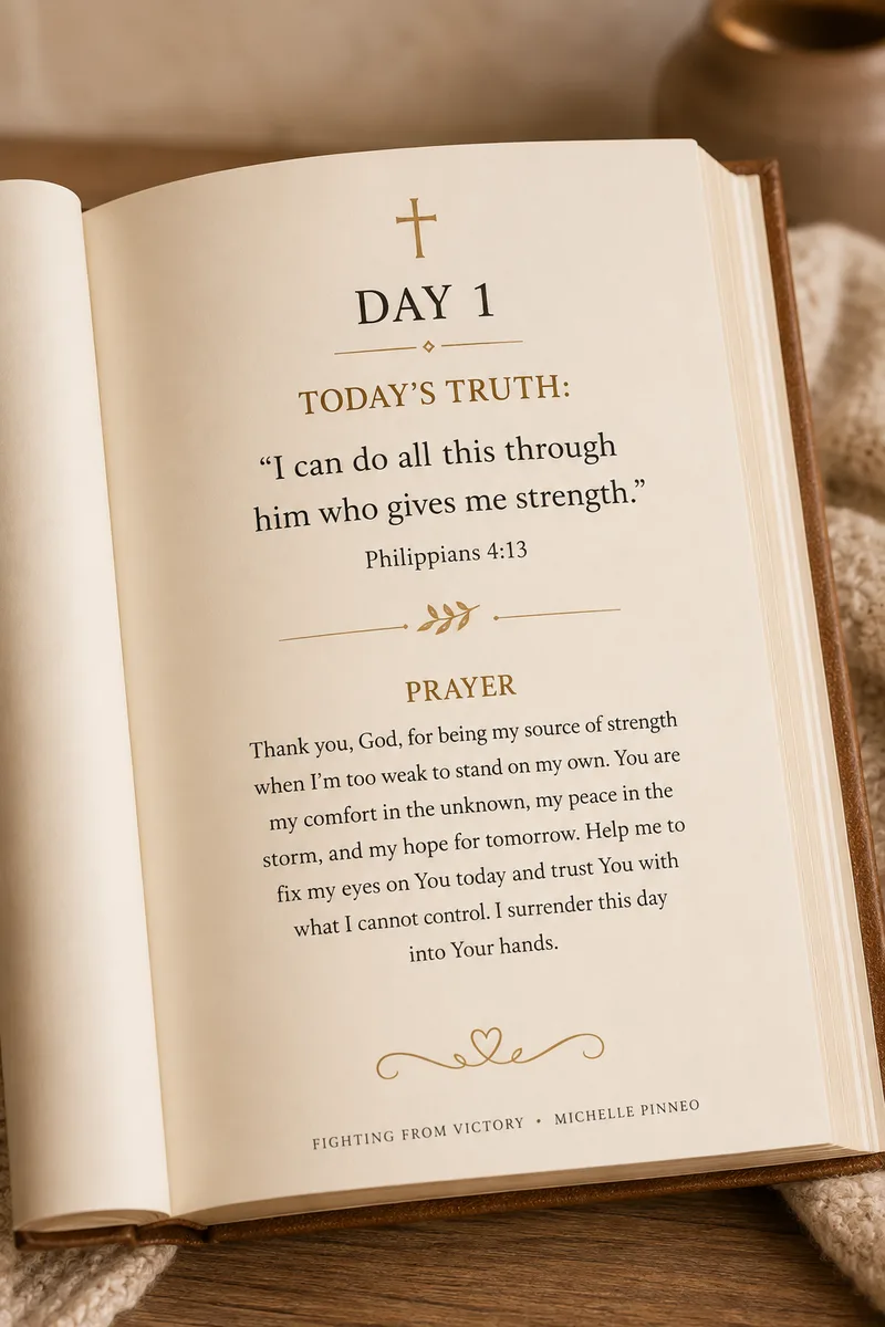 Day 1 of the devotional, open on a table